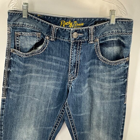 Rock 47 By Wrangler Blue Boot Cut Jeans 33x32 Mens Denim Pants - Picture 6 of 10